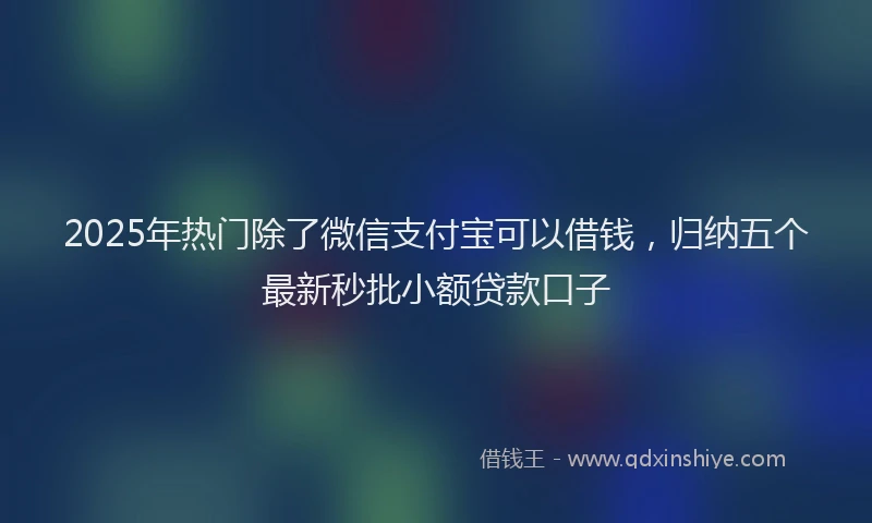 2025年热门除了微信支付宝可以借钱，归纳五个最新秒批小额贷款口子
