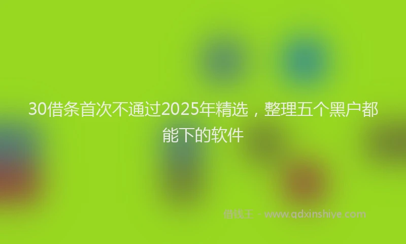 30借条首次不通过2025年精选，整理五个黑户都能下的软件