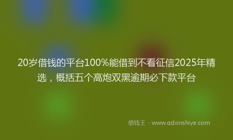 20岁借钱的平台100%能借到不看征信2025年精选，概括五个高炮双黑逾期必下款平台