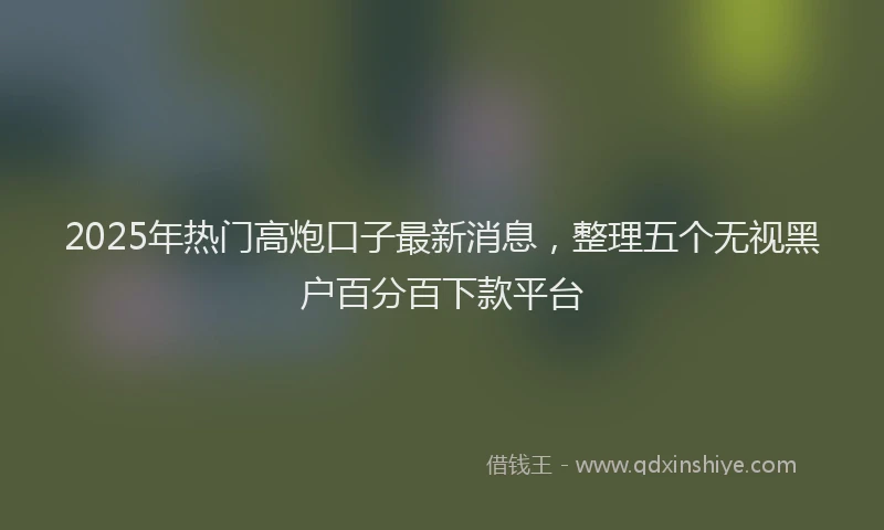 2025年热门高炮口子最新消息，整理五个无视黑户百分百下款平台