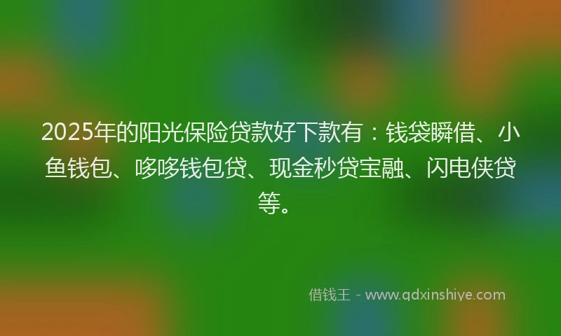 2025年的阳光保险贷款好下款有：钱袋瞬借、小鱼钱包、哆哆钱包贷、现金秒贷宝融、闪电侠贷等。
