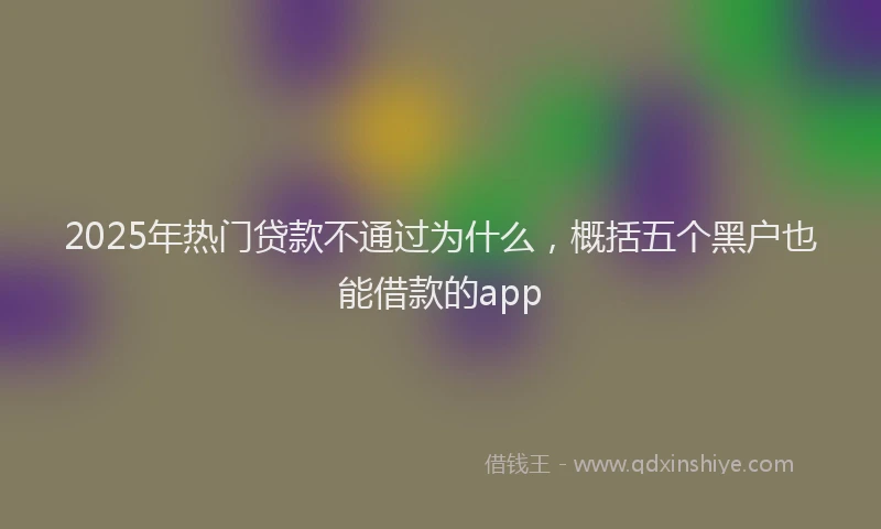 2025年热门贷款不通过为什么，概括五个黑户也能借款的app