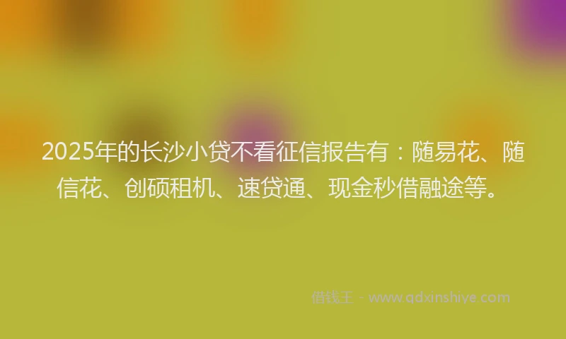 2025年的长沙小贷不看征信报告有：随易花、随信花、创硕租机、速贷通、现金秒借融途等。