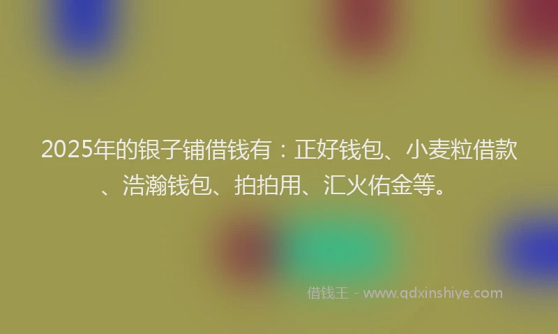 2025年的银子铺借钱有：正好钱包、小麦粒借款、浩瀚钱包、拍拍用、汇火佑金等。