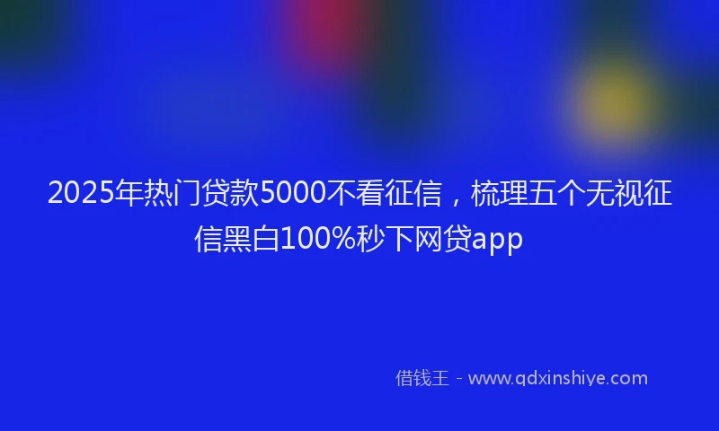 2025年热门贷款5000不看征信，梳理五个无视征信黑白100%秒下网贷app