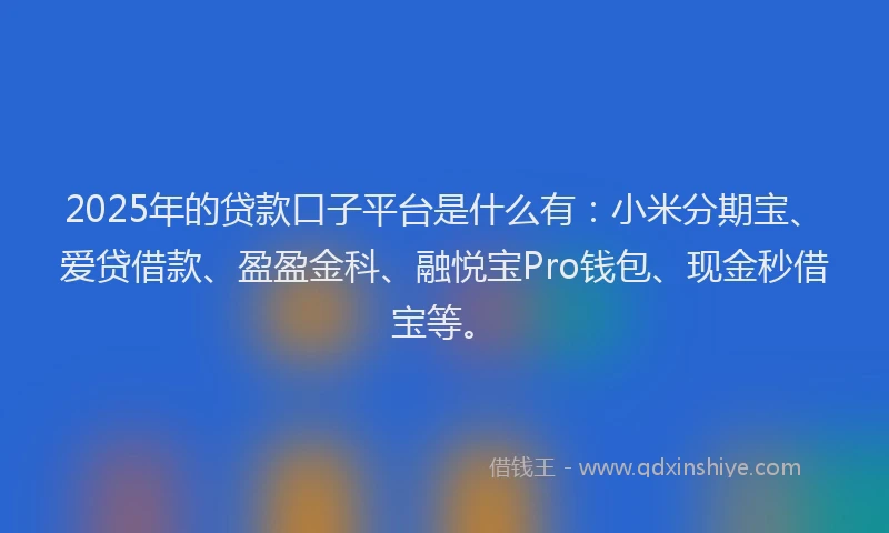 2025年的贷款口子平台是什么有：小米分期宝、爱贷借款、盈盈金科、融悦宝Pro钱包、现金秒借宝等。