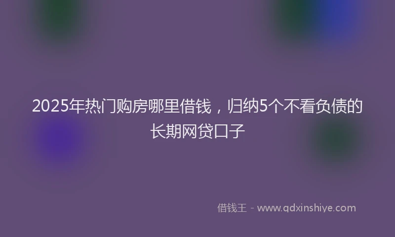 2025年热门购房哪里借钱，归纳5个不看负债的长期网贷口子