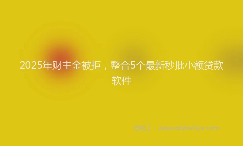 2025年财主金被拒，整合5个最新秒批小额贷款软件