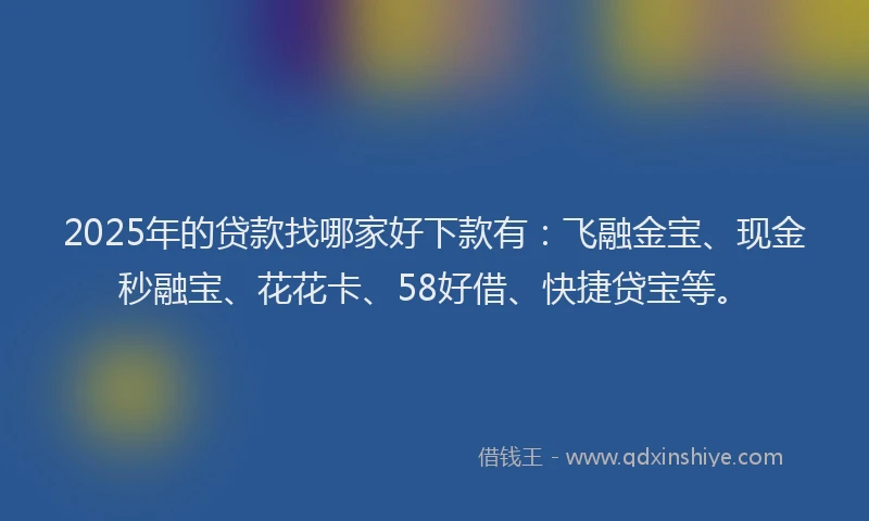 2025年的贷款找哪家好下款有：飞融金宝、现金秒融宝、花花卡、58好借、快捷贷宝等。