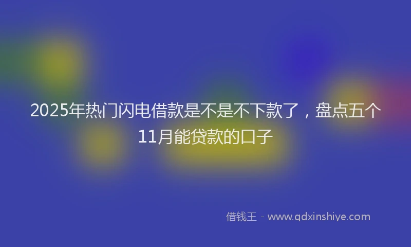 2025年热门闪电借款是不是不下款了，盘点五个11月能贷款的口子