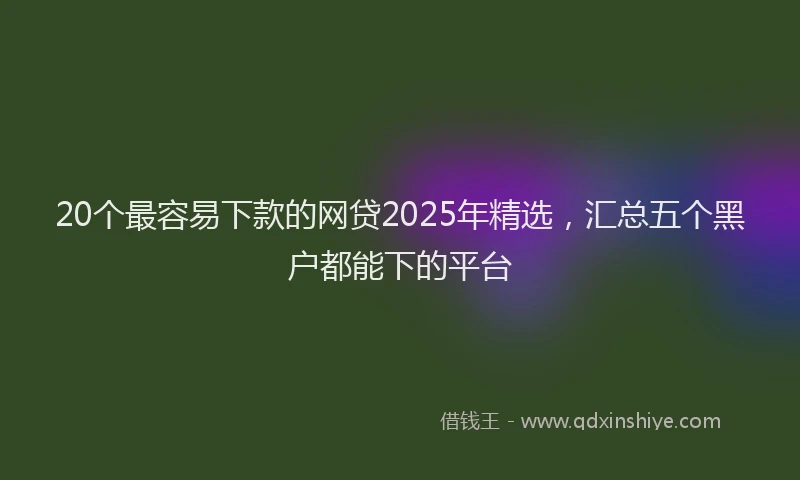 20个最容易下款的网贷2025年精选，汇总五个黑户都能下的平台