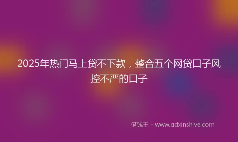 2025年热门马上贷不下款，整合五个网贷口子风控不严的口子