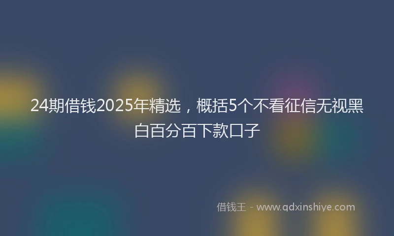 24期借钱2025年精选，概括5个不看征信无视黑白百分百下款口子