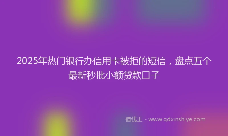 2025年热门银行办信用卡被拒的短信，盘点五个最新秒批小额贷款口子