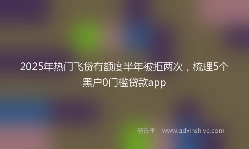 2025年热门飞贷有额度半年被拒两次，梳理5个黑户0门槛贷款app