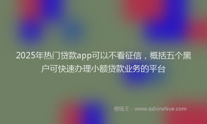 2025年热门贷款app可以不看征信，概括五个黑户可快速办理小额贷款业务的平台