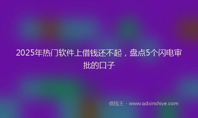 2025年热门软件上借钱还不起，盘点5个闪电审批的口子