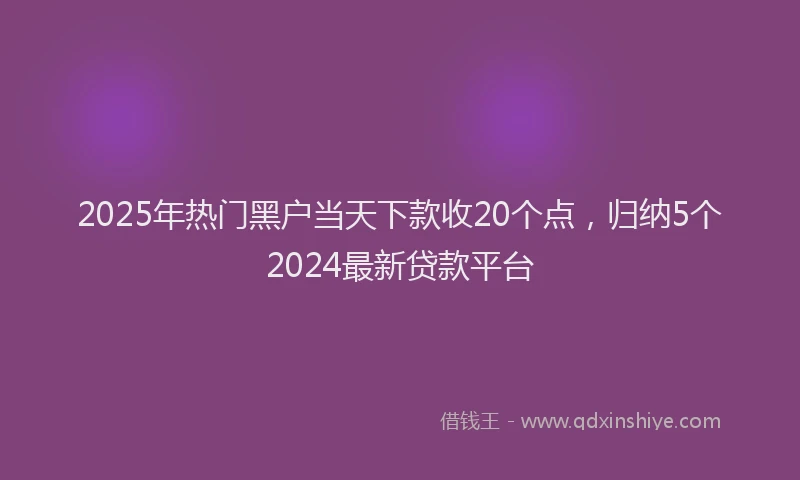 2025年热门黑户当天下款收20个点，归纳5个2024最新贷款平台