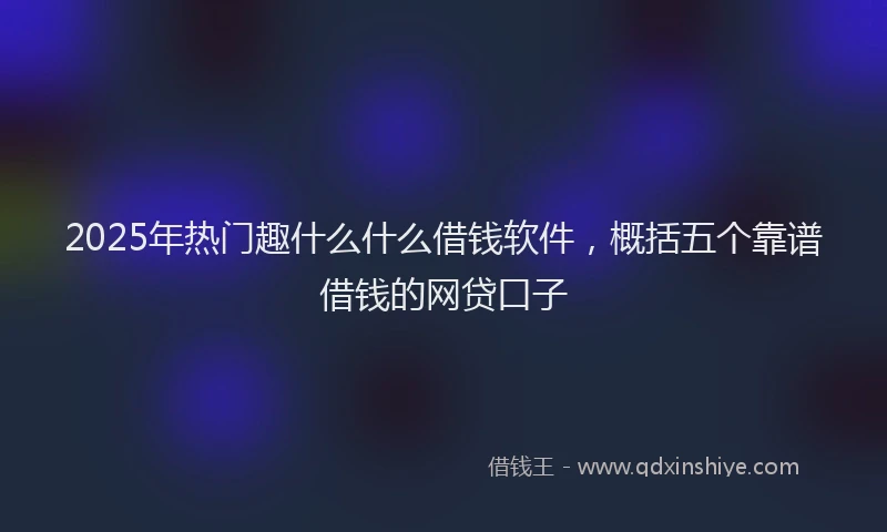 2025年热门趣什么什么借钱软件，概括五个靠谱借钱的网贷口子