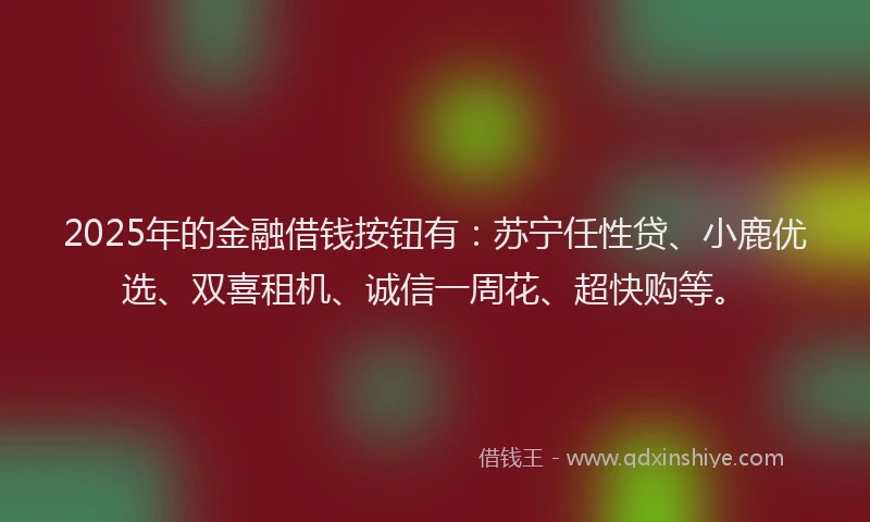 2025年的金融借钱按钮有：苏宁任性贷、小鹿优选、双喜租机、诚信一周花、超快购等。