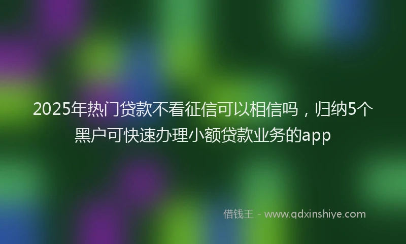 2025年热门贷款不看征信可以相信吗，归纳5个黑户可快速办理小额贷款业务的app