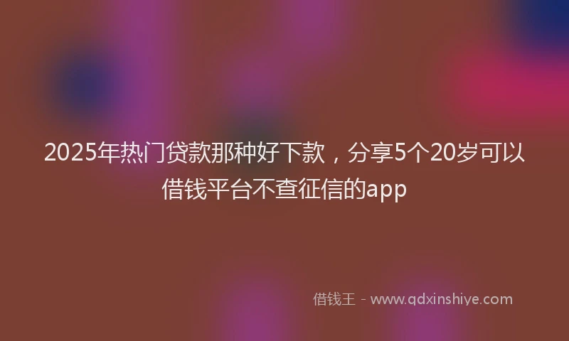 2025年热门贷款那种好下款，分享5个20岁可以借钱平台不查征信的app