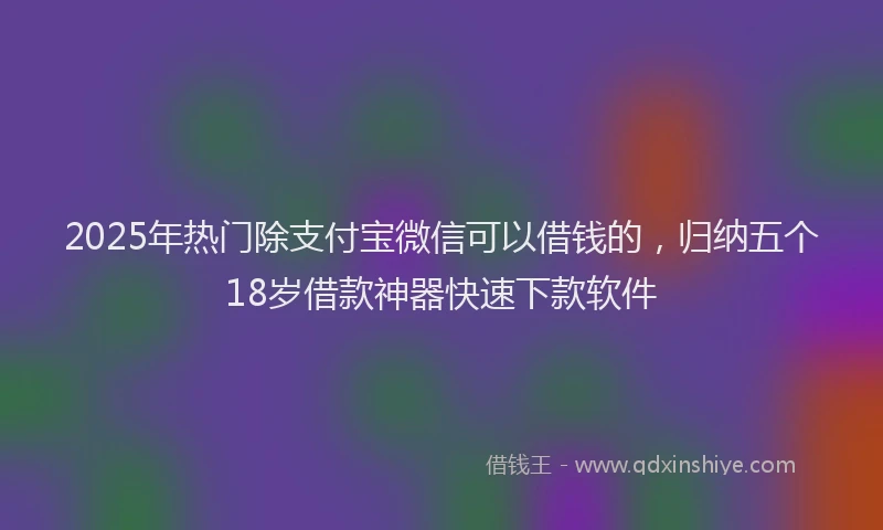 2025年热门除支付宝微信可以借钱的，归纳五个18岁借款神器快速下款软件