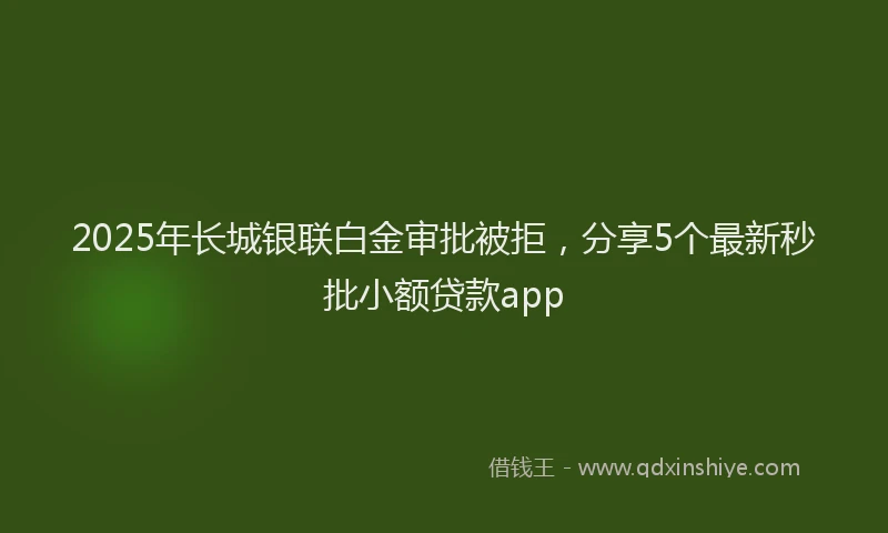 2025年长城银联白金审批被拒，分享5个最新秒批小额贷款app