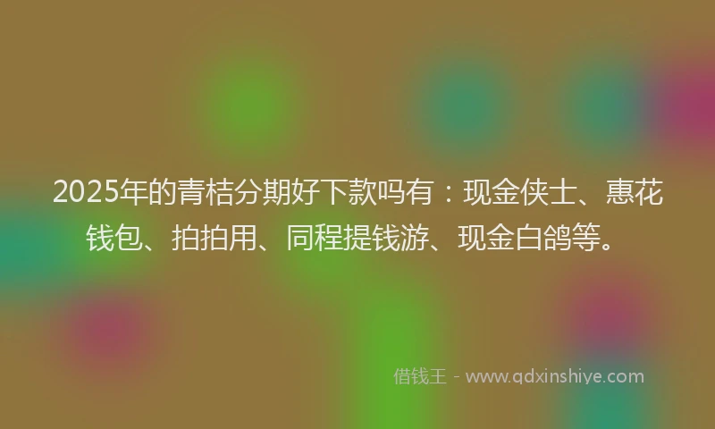 2025年的青桔分期好下款吗有：现金侠士、惠花钱包、拍拍用、同程提钱游、现金白鸽等。