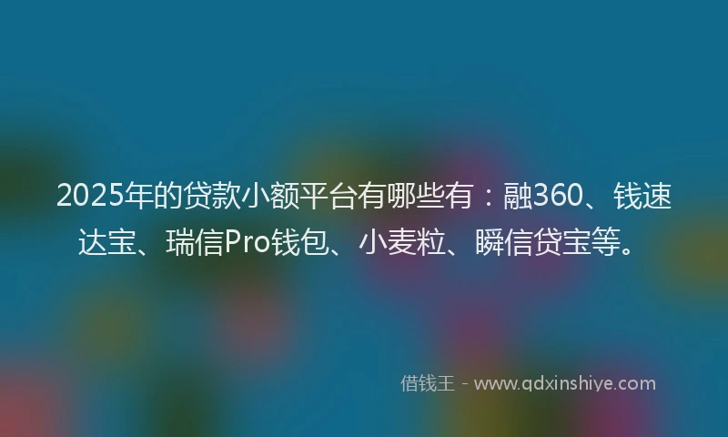 2025年的贷款小额平台有哪些有：融360、钱速达宝、瑞信Pro钱包、小麦粒、瞬信贷宝等。