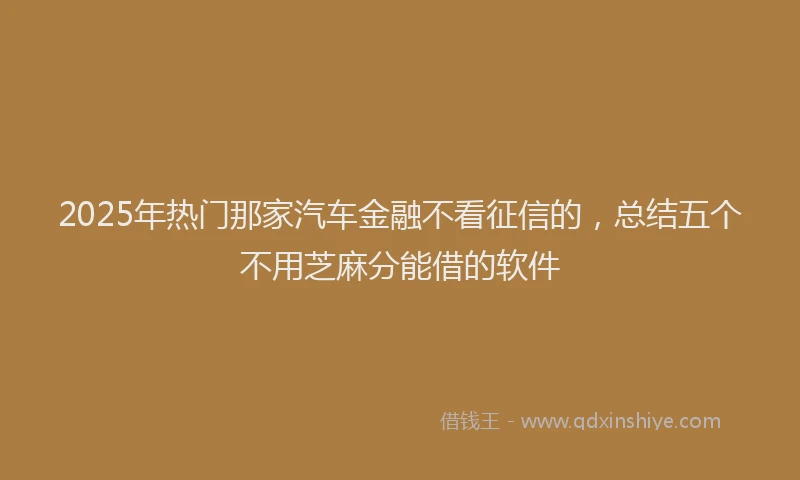 2025年热门那家汽车金融不看征信的，总结五个不用芝麻分能借的软件