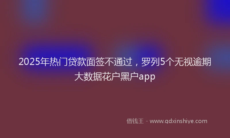 2025年热门贷款面签不通过，罗列5个无视逾期大数据花户黑户app