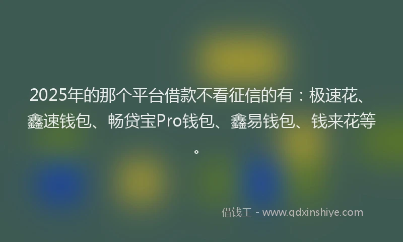 2025年的那个平台借款不看征信的有：极速花、鑫速钱包、畅贷宝Pro钱包、鑫易钱包、钱来花等。