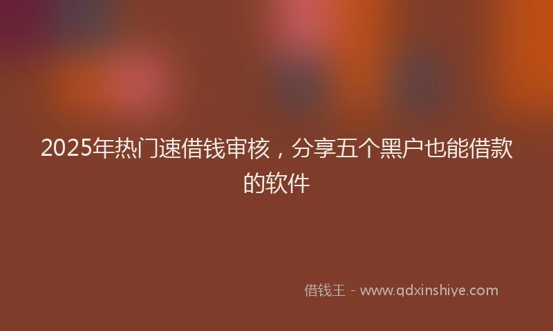2025年热门速借钱审核，分享五个黑户也能借款的软件