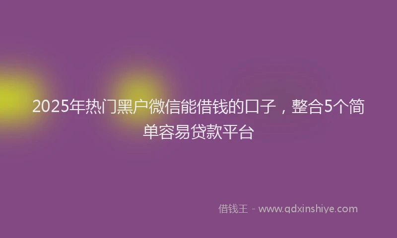 2025年热门黑户微信能借钱的口子，整合5个简单容易贷款平台