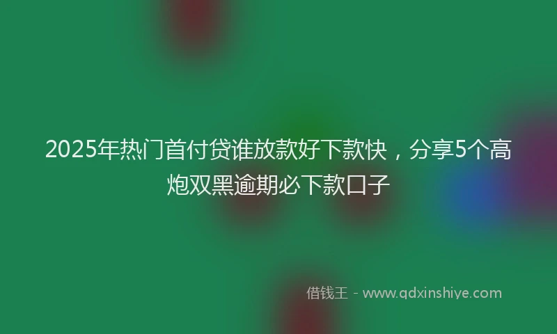 2025年热门首付贷谁放款好下款快，分享5个高炮双黑逾期必下款口子