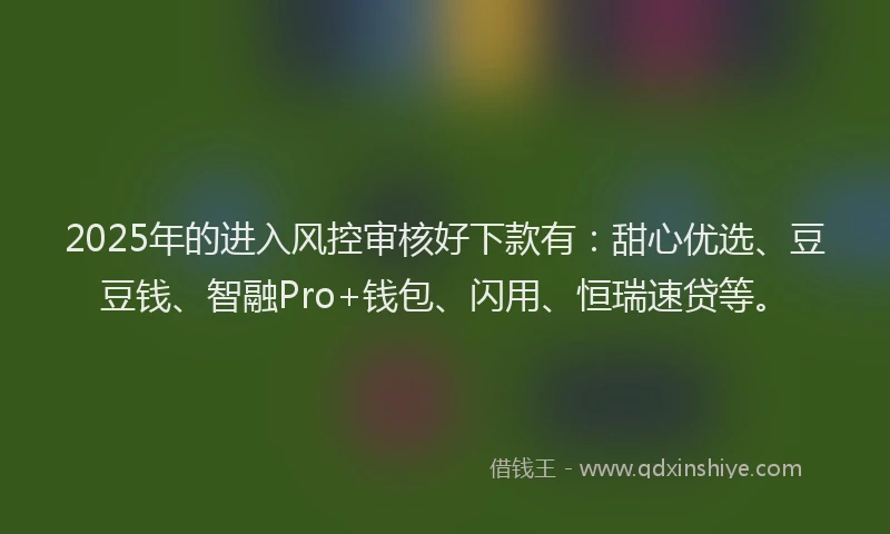 2025年的进入风控审核好下款有：甜心优选、豆豆钱、智融Pro+钱包、闪用、恒瑞速贷等。