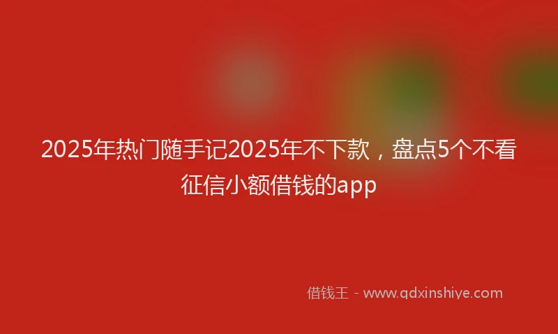 2025年热门随手记2025年不下款，盘点5个不看征信小额借钱的app