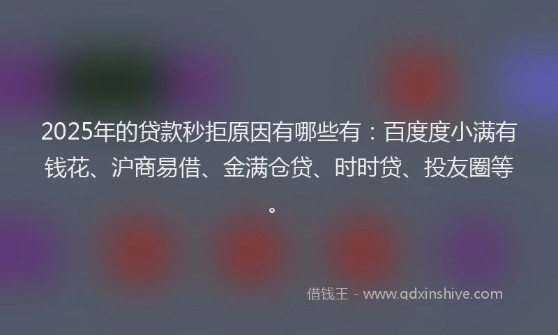 2025年的贷款秒拒原因有哪些有：百度度小满有钱花、沪商易借、金满仓贷、时时贷、投友圈等。
