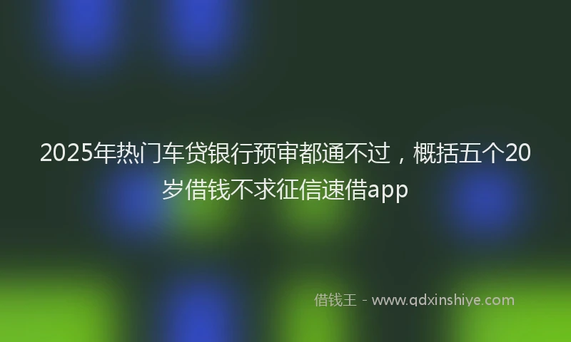 2025年热门车贷银行预审都通不过，概括五个20岁借钱不求征信速借app