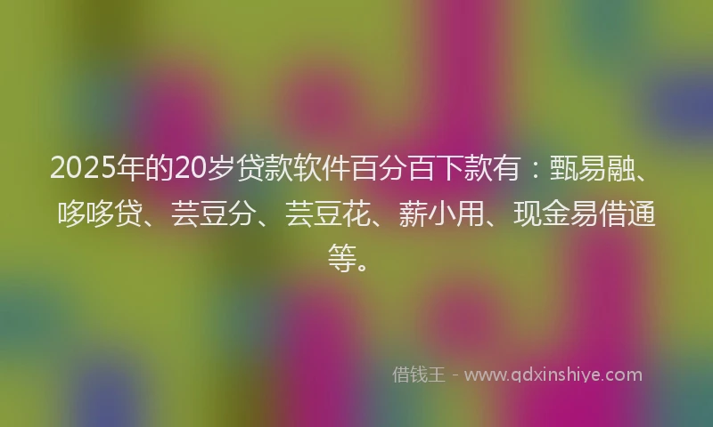 2025年的20岁贷款软件百分百下款有：甄易融、哆哆贷、芸豆分、芸豆花、薪小用、现金易借通等。