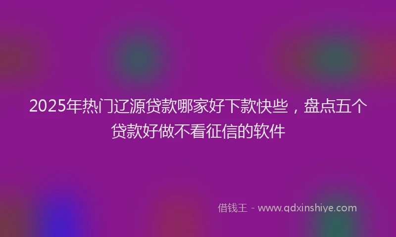 2025年热门辽源贷款哪家好下款快些，盘点五个贷款好做不看征信的软件