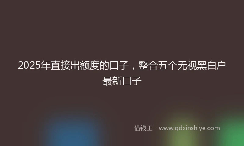 2025年直接出额度的口子，整合五个无视黑白户最新口子
