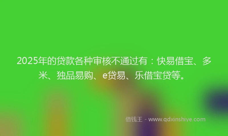 2025年的贷款各种审核不通过有：快易借宝、多米、独品易购、e贷易、乐借宝贷等。