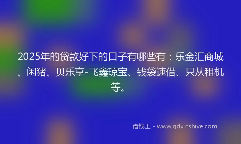 2025年的贷款好下的口子有哪些有：乐金汇商城、闲猪、贝乐享-飞鑫琼宝、钱袋速借、只从租机等。