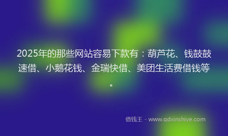 2025年的那些网站容易下款有：葫芦花、钱鼓鼓速借、小鹅花钱、金瑞快借、美团生活费借钱等。