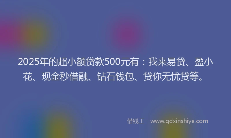 2025年的超小额贷款500元有：我来易贷、盈小花、现金秒借融、钻石钱包、贷你无忧贷等。