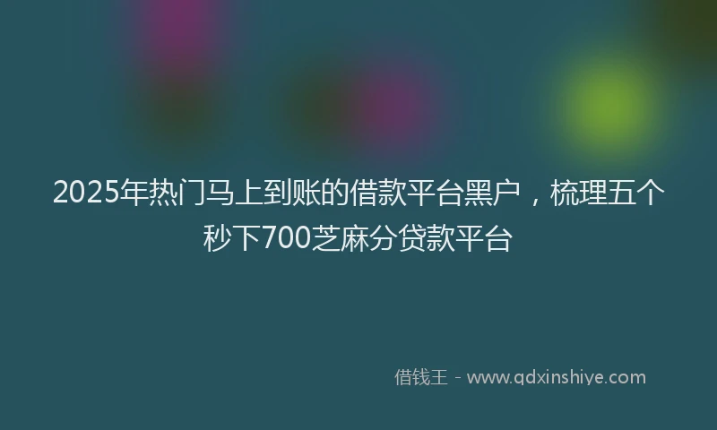 2025年热门马上到账的借款平台黑户，梳理五个秒下700芝麻分贷款平台