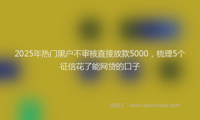 2025年热门黑户不审核直接放款5000，梳理5个征信花了能网贷的口子