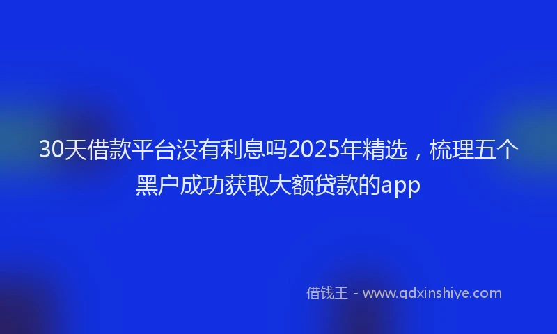 30天借款平台没有利息吗2025年精选，梳理五个黑户成功获取大额贷款的app